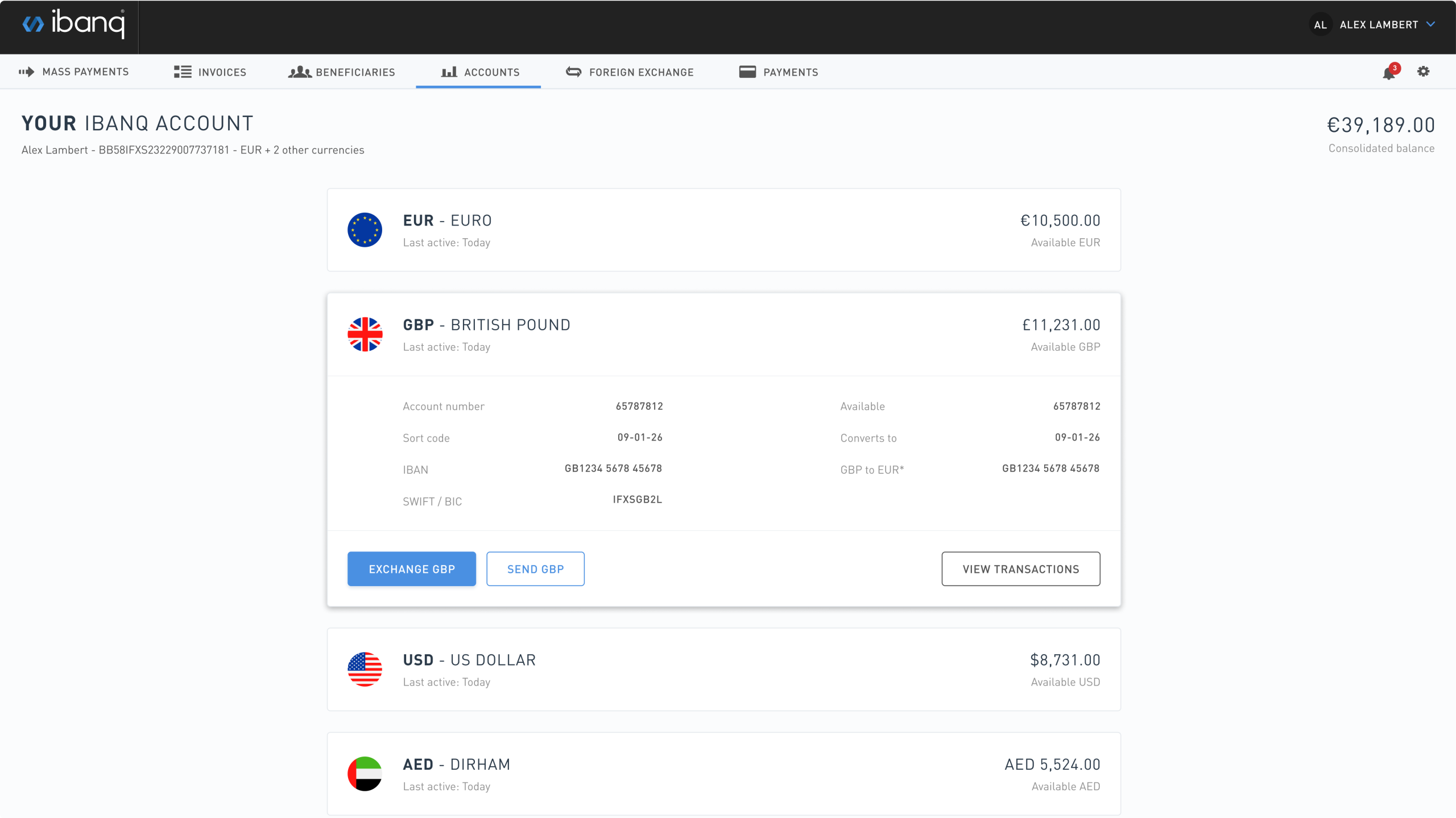 ibanq Multi-Currency Accounts screenshot