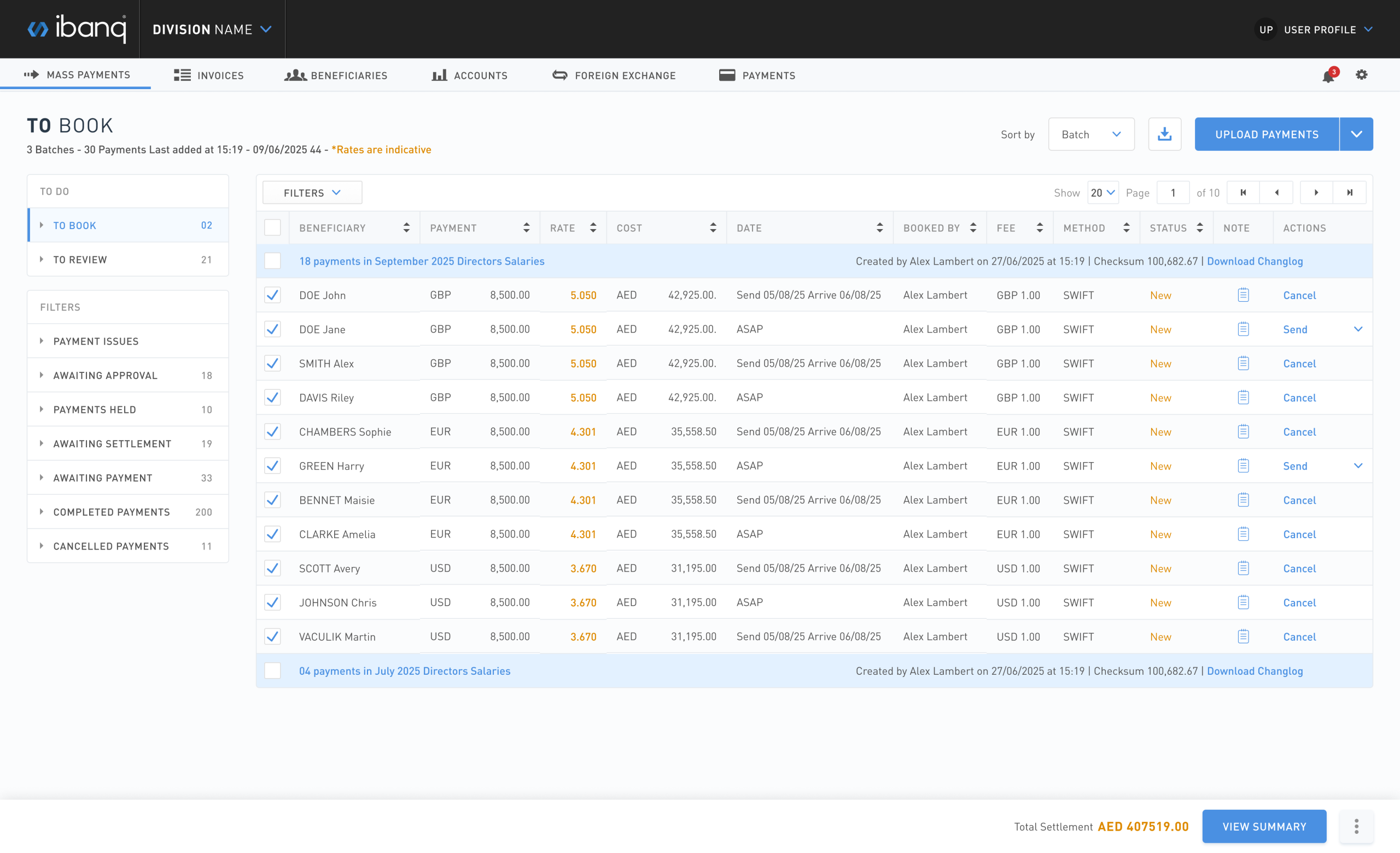 ibanq Mass Payments screenshot