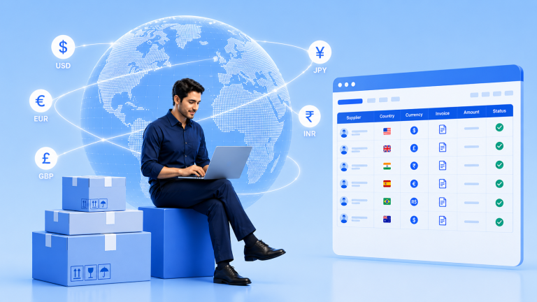 Image showing man organising the payment of international suppliers